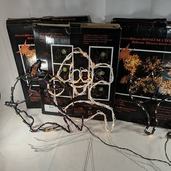 3 Set Vintage Sears Halloween Silhouettes Lights Window Decor Cat Witch Ghost - Picture 3 of 16